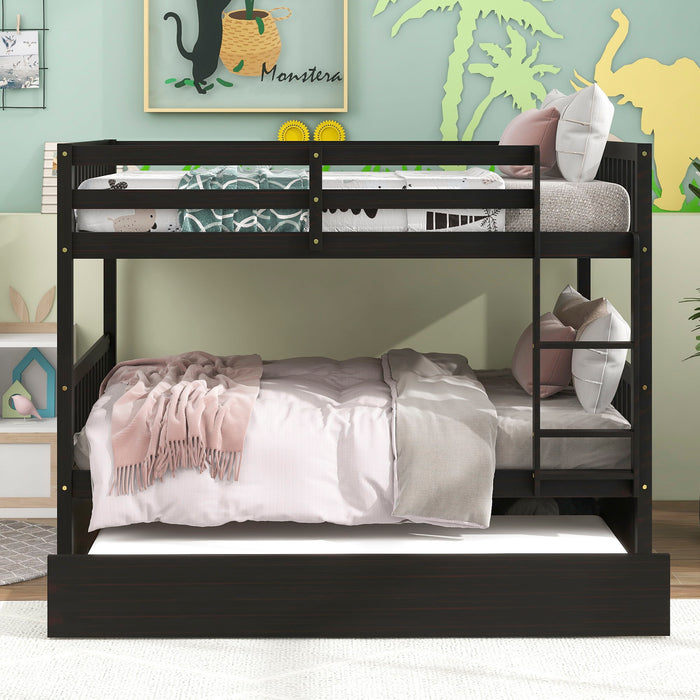 Full Over Full Bunk Bed With Trundle - Espresso