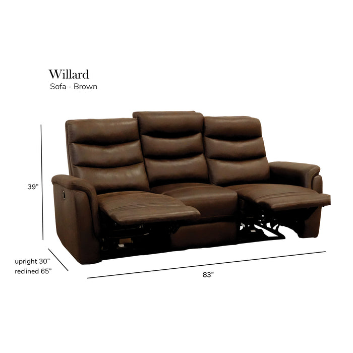 Willard - Power Sofa With Cup - Dark Brown