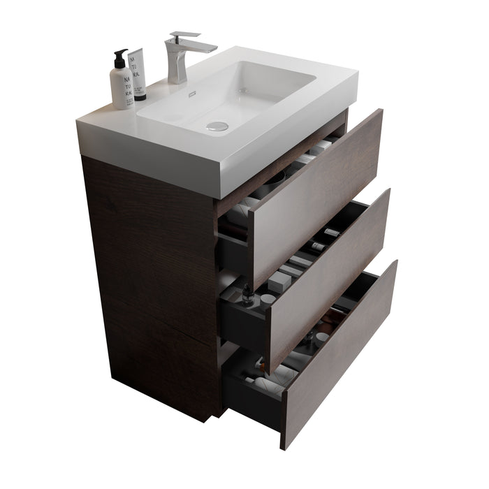 Alice - Bathroom Vanity With Large Storage Freestanding Bathroom Vanity, Sink For Modern Bathroom, One-Piece Sink Basin Without Drain And Faucet