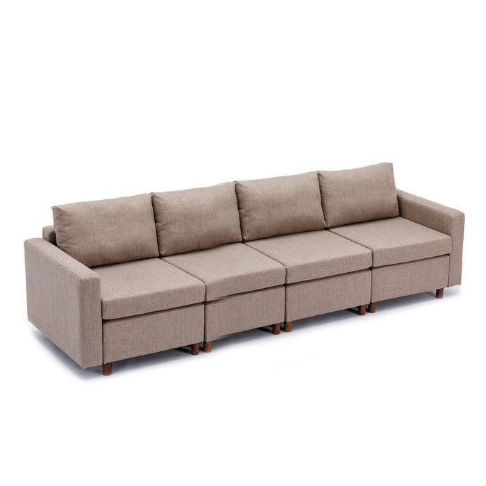 4 Seat Module Sectional Sofa Couch With 1 Ottoman For Living Room, Seat Cushion And Back Cushion Non-Removable And Non-Washable