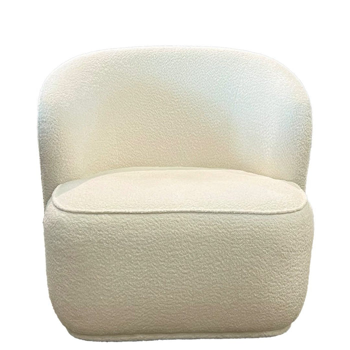 Swivel Boucle Fabric Chair - White