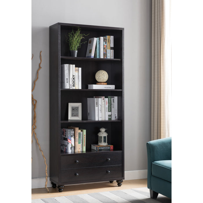 Livingroom Bookcase, Display Organizer With 4 Spacious Shelves And Two Drawers - Red Cocoa