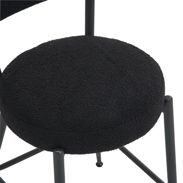 Modern Teddy Fabric Upholstered Bar Stools - Black Legs