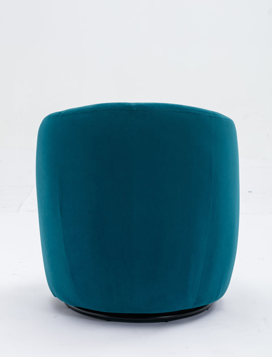 Velvet Fabric Swivel Accent Armchair Barrel Chair With Powder Coating Metal Ring