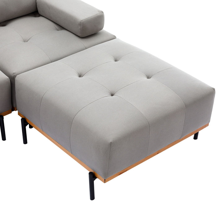 L-Shape Sectional Sofa 3 Seater Couches With A Removable Ottoman, Comfortable For Living Room