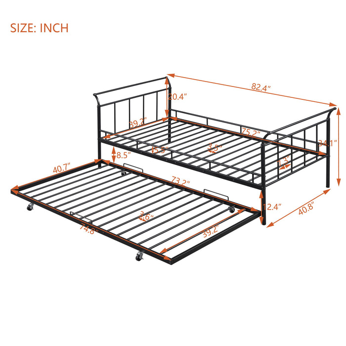 Daybed With Curved Handle Design And Trundle