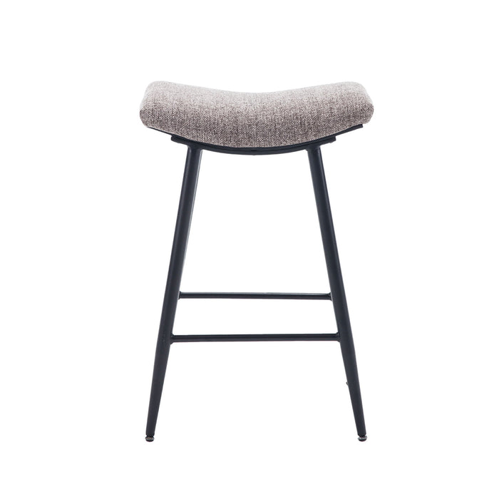 Bar Stools (Set of 2) Armless Counter Low Bar Stools Without Back Modern Linen Fabric Breakfast Stools With Metal Leg And Footrest