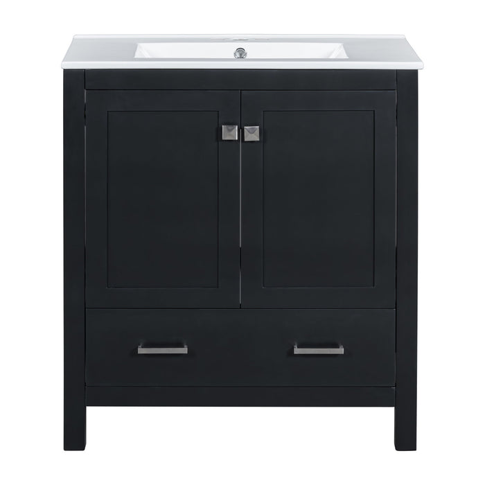 Bathroom Vanity With Single Sink, Combo Cabinet Undermount Sink, Bathroom Storage Cabinet With Two Doors And A Drawer, Soft Closing, Multifunctional Storage, Solid Wood Frame