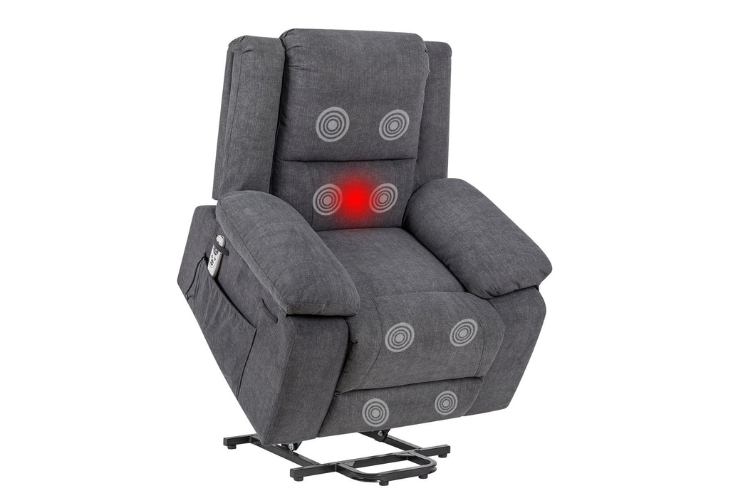 Electric Power Recliner Chair With Massage For Elderly, Remote Control Multi-Function Lifting, Timing, Cushion Heating Chair With Side Pocket