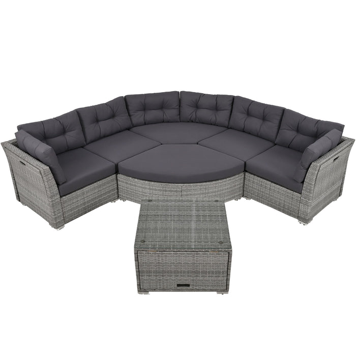 Patio Furniture Set Outdoor Furniture Daybed Rattan Sectional Furniture Set Patio Seating Group With Cushions And Center Table For Patio, Lawn, Backyard, Pool - Gray