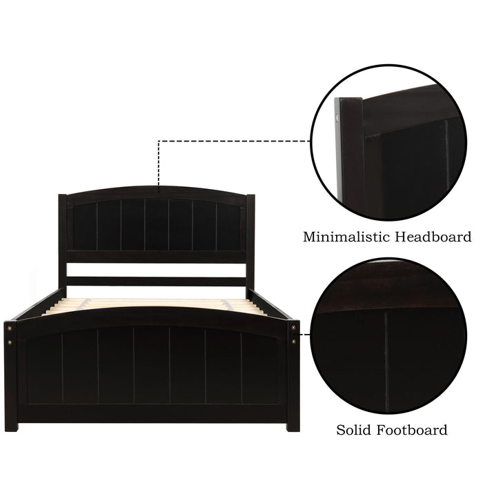 Platform Bed With Headboard, Footboard And Wood Slat Support - Wood