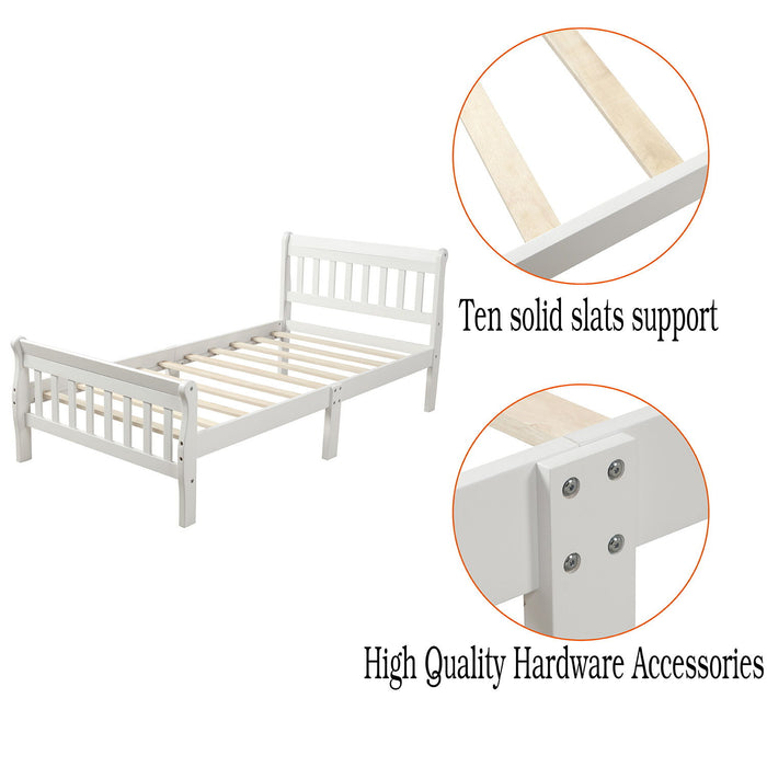 Platform Bed Frame Panel Bed Mattress Foundation Sleigh Bed With Headboard / Footboard / Wood Slat Support