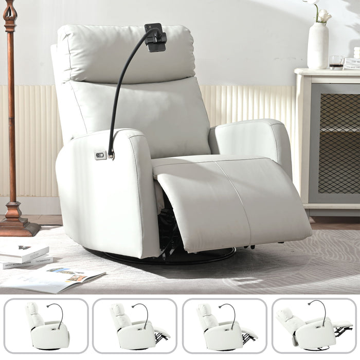 31.5" 270 Power Swivel Rocker Recliner Chair, Electric Glider Reclining Sofa With USB Ports, Power Swivel Glider, Rocking Chair Nursery Recliners For Living Room Bedroom - Light Gray