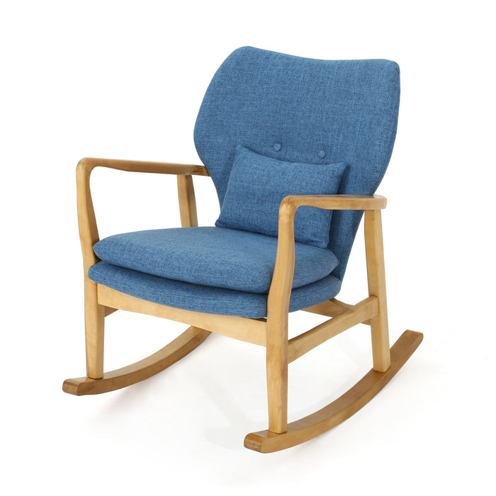 Elegant Solid Wood Rocking Chair With Linen Cushion