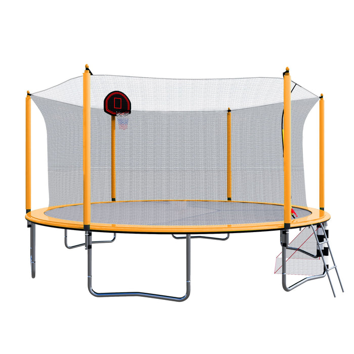 16Ft Trampoline With Basketball Hoop Pump And Ladder (Inner Safety Enclosure) With Soccer Goal