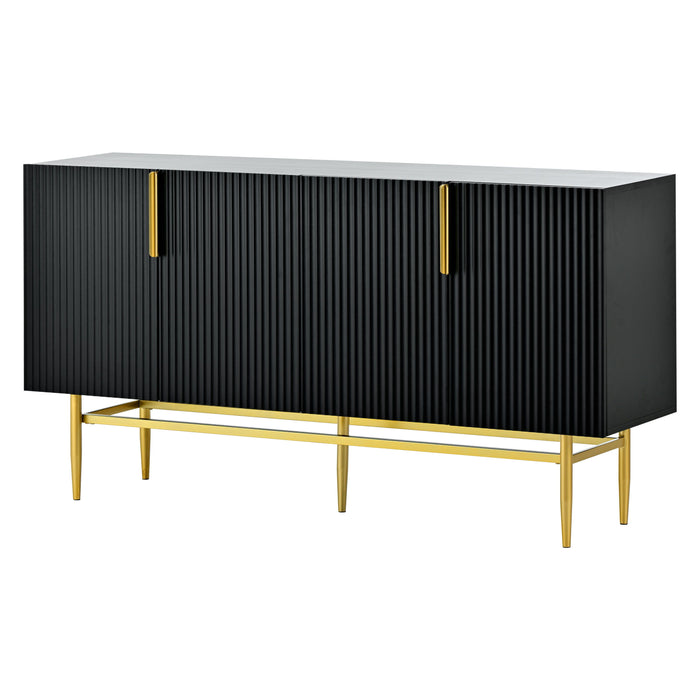 Modern Elegant 4 Door Sideboard Gold Metal Handle Buffet Cabinet For Dining Room, Living Room, Bedroom, Hallway