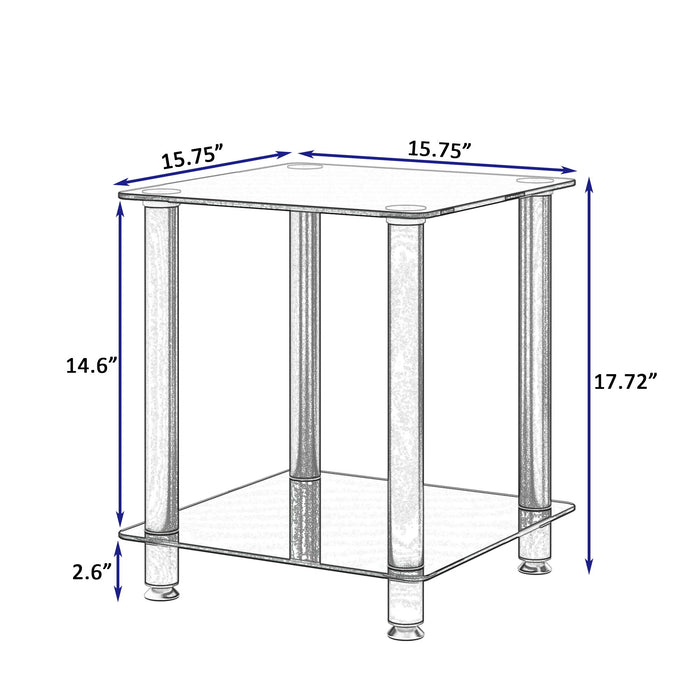 Side Table, 2 Tier Space End Table, Modern Night Stand, Sofa Table, Side Table With Storage Shelve