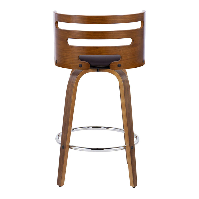 Cosini - Mid Century Modern Fixed Height Barstool With Swivel With Round Footrest (Set of 2)