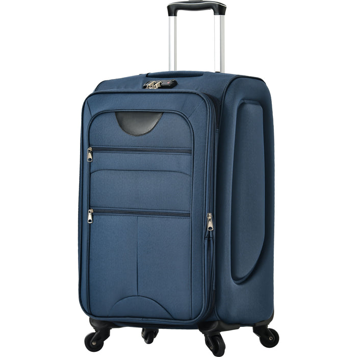 Softside Luggage Expandable 3 Piece Set Suitcase Upright Spinner Softshell Lightweight Luggage Travel Set - Dark Blue