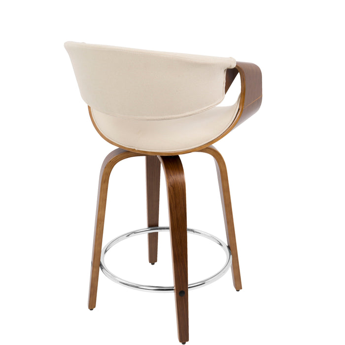 Curvini Mid - Century Modern Fixed Height Counter Stool With Swivel (Set of 2)