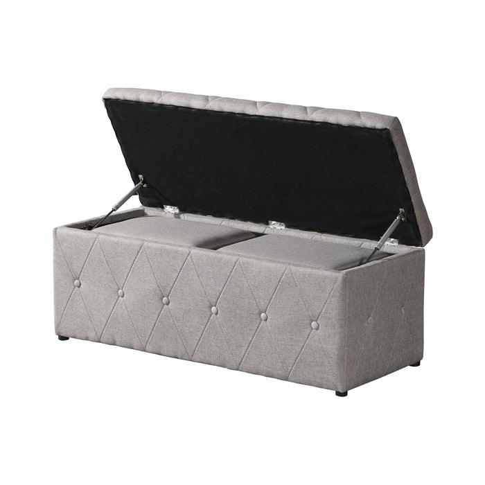 3 Piece Rectangular Storage Ottoman Short Velvet With 2 Set Ottomans