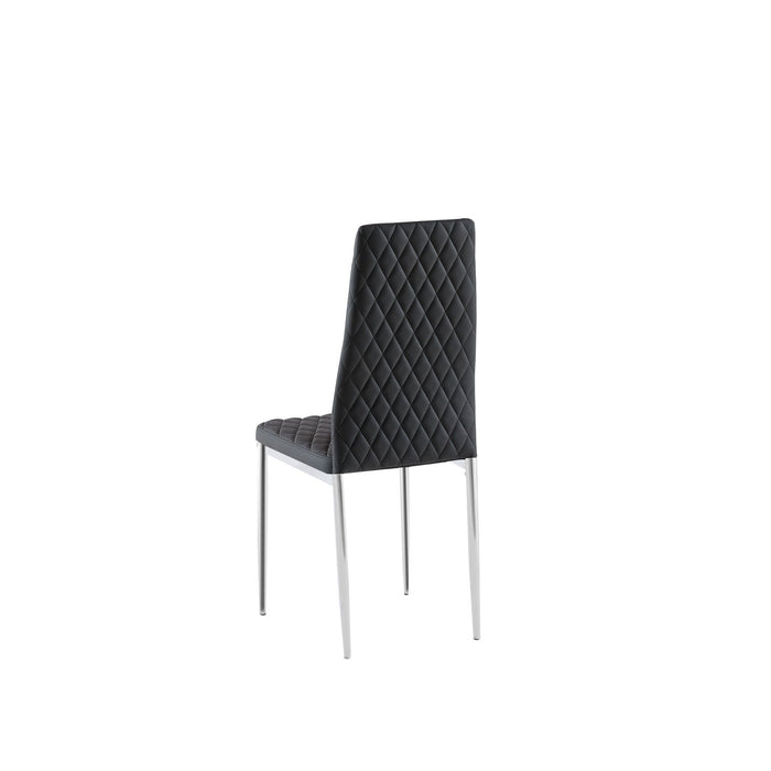 Modern Simple Style Dining Chair Fabric Chrome Metal Pipe Diamond Grid Pattern Restaurant Home Conference Chair