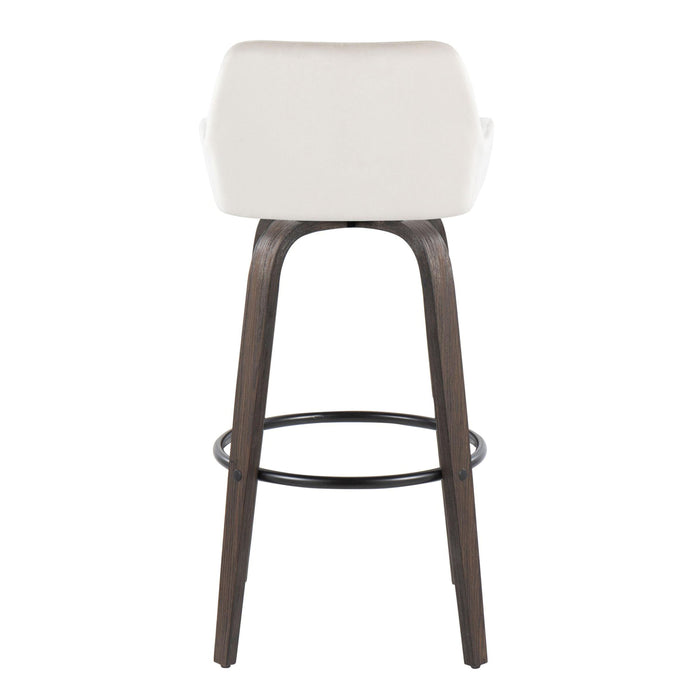 Daniella - Contemporary Fixed Height, Barstool With Swivel With Round Footrest (Set of 2)