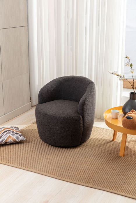 Teddy Fabric Swivel Accent Armchair Barrel Chair With Powder Coating Metal Ring