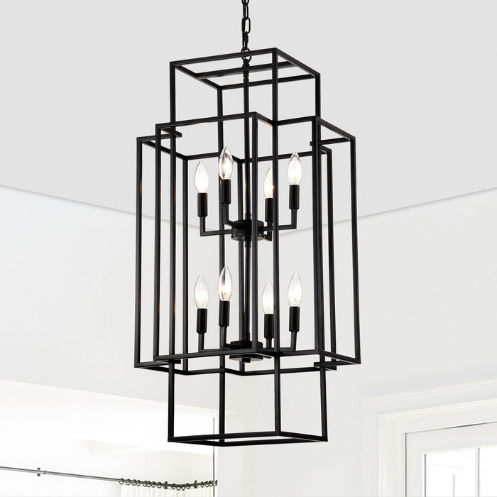 8 Light Lantern Chandelier Lighting, Entryway Chandeliers For High Ceilings, Chandeliers For Dining Room, Foyer, Entry, Staircase, Hallway, Height Adjustable (E12 Bulbs Not Included)