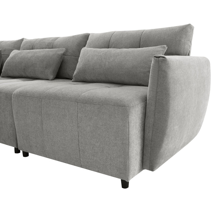 Convertible Sectional Sofa Couch 3 Seat L-Shaped Sofa With Movable Ottoman And USB For Apartment, Living Room, Bedroom