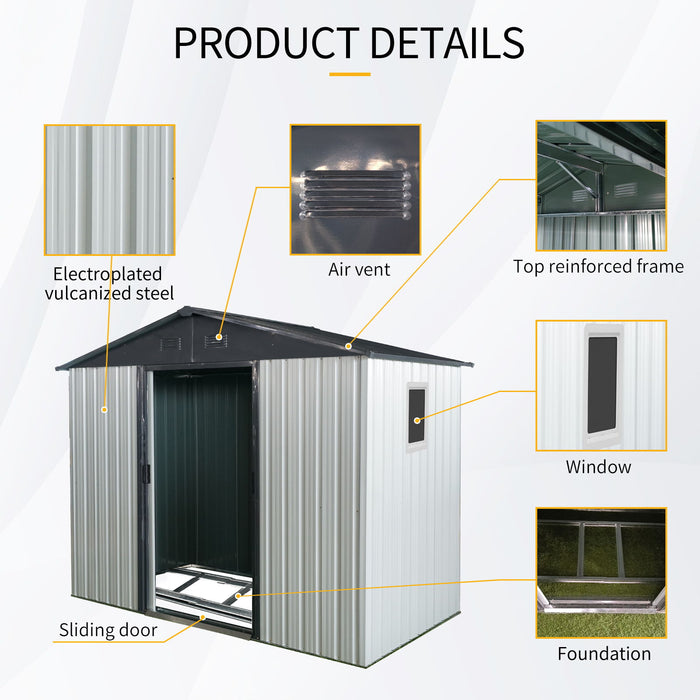 88.98" Outdoor Metal Storage Shed With Window