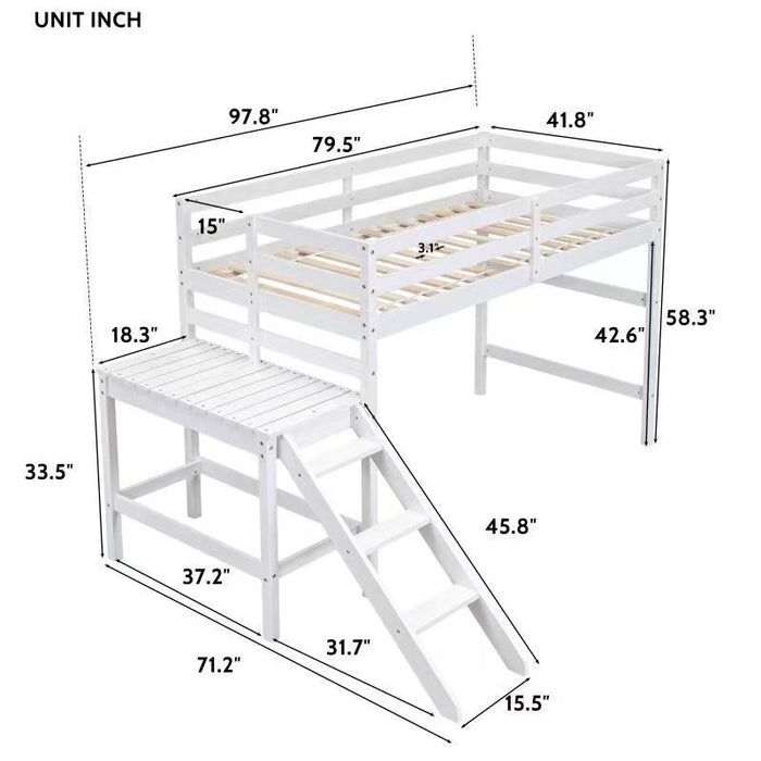 Twin Loft Bed With Platform, Ladder