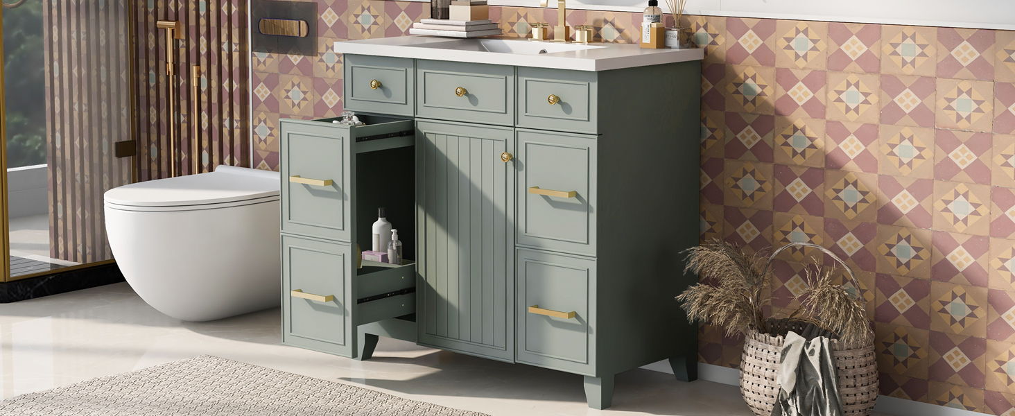 Bathroom Vanity Cabinet With Sink Top Combo Set, Single Sink, Shaker Cabinet With Soft Closing Door And Drawer