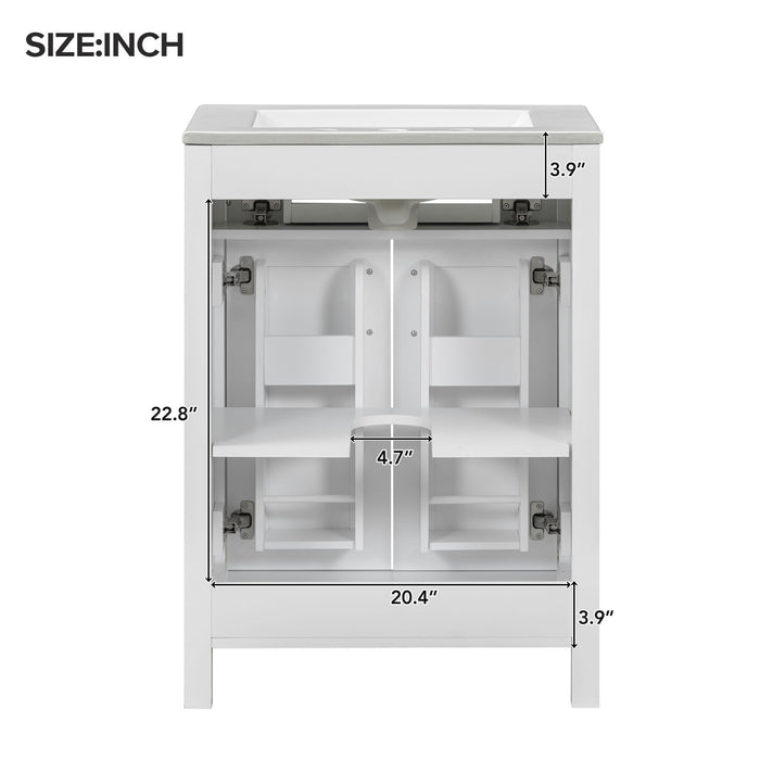 Bathroom Vanity Combo With Ceramic Sink, Luxurious Space-Saving Vanity, 2 Soft Close Doors