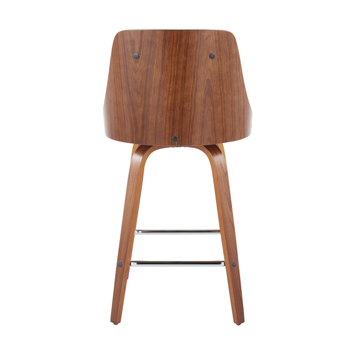 Gianna - Mid Century Modern Fixed Height Counter Stool With Swivel With Square Footrest (Set of 2)