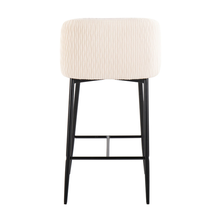 Fran - Pleated Waves Contemporary Fixed Height Counter Stool (Set of 2)