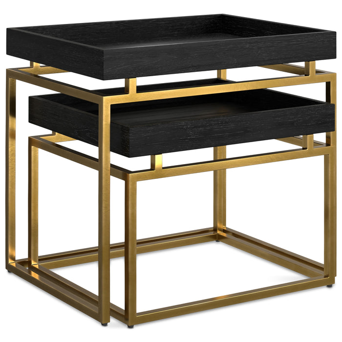 Macy - 2 Pc Nesting Table - Black, Gold