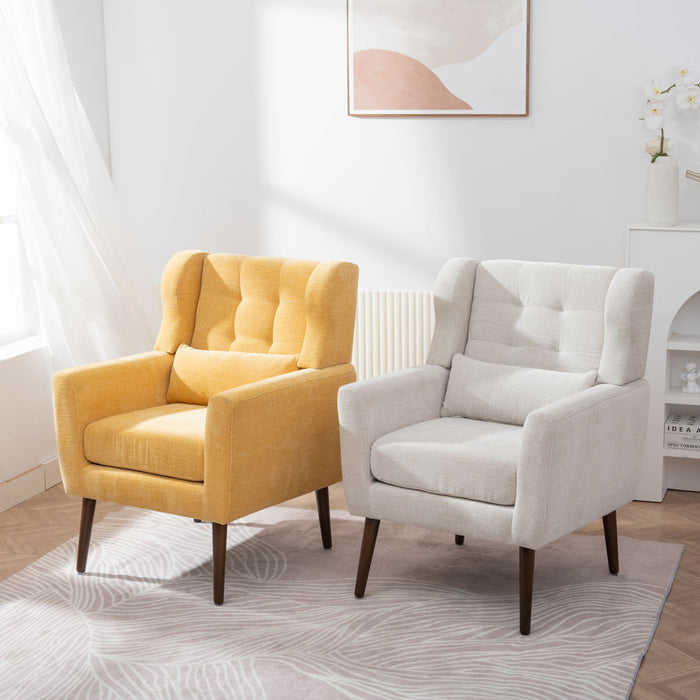 Modern Accent Chair Upholstered Foam Filled Living Room Chairs Comfy Reading Chair Mid-Century Modern Chair With Chenille Fabric Lounge Arm Chairs Armchair For Living Room Bedroom