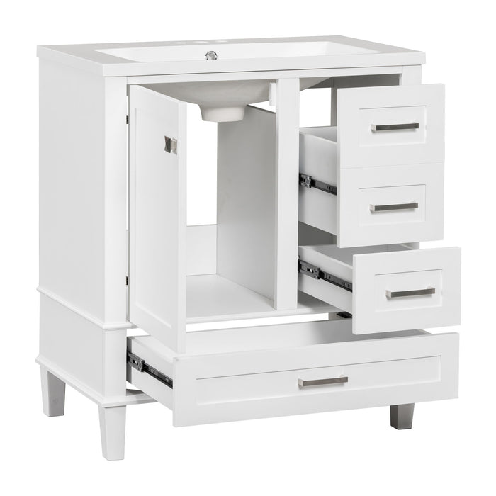 Bathroom Vanity, Modern Bathroom Cabinet With Sink Combo Set, Bathroom Storage Cabinet With A Soft Closing Door And 3 Drawers, Solid Wood Frame, Resin Basin