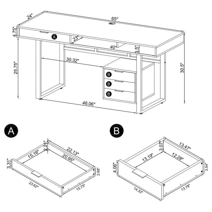 Whitman - 4-Drawer Writing Desk