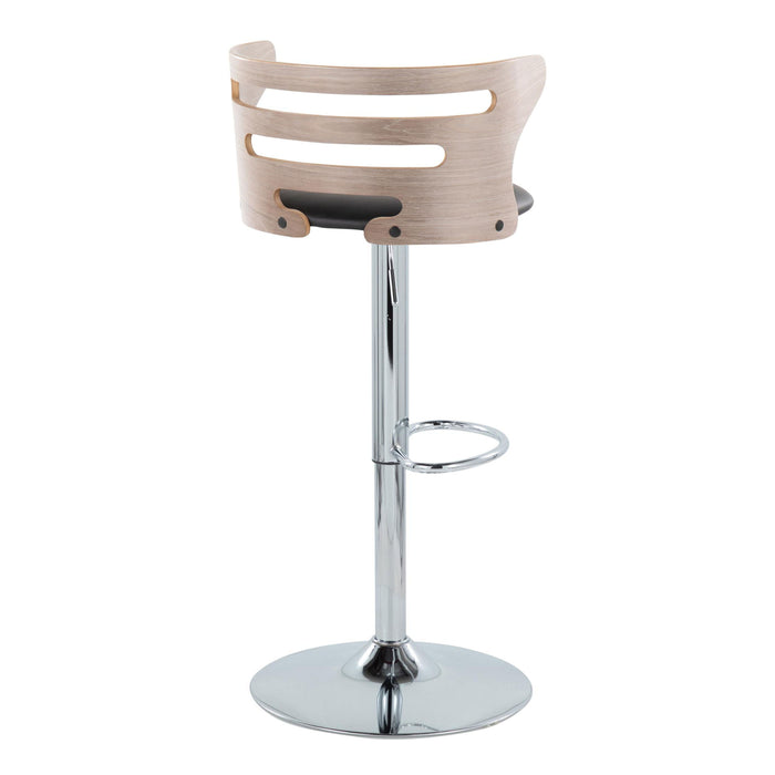 Cosi - Mid-Century Modern Adjustable Barstool With Swivel (Set of 2) - Light Gray / Black