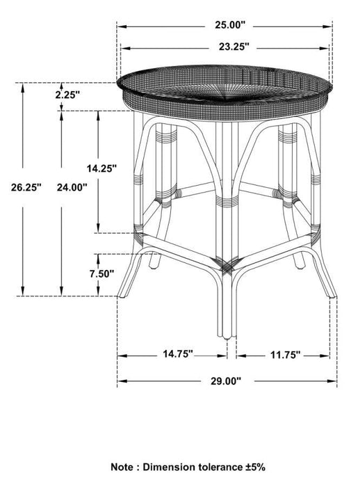 Antonio - Round Rattan Tray Top Accent Side Table