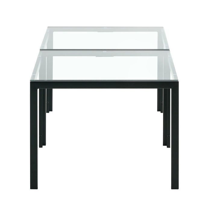 Coffee Table (Set of 2), Square Modern Table With Tempered Glass Finish For Living Room