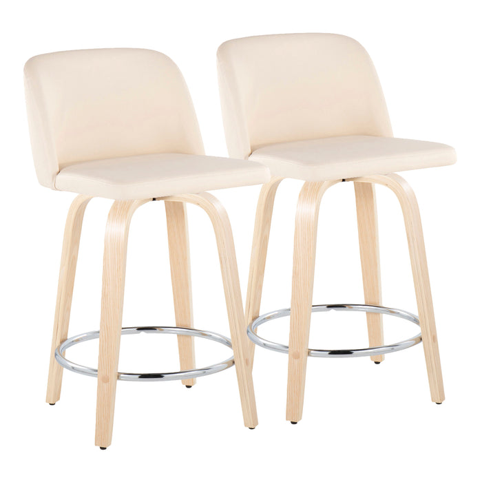 Toriano - Contemporary Fixed Height Counter Stool & Swivel And Round Footrest (Set of 2)