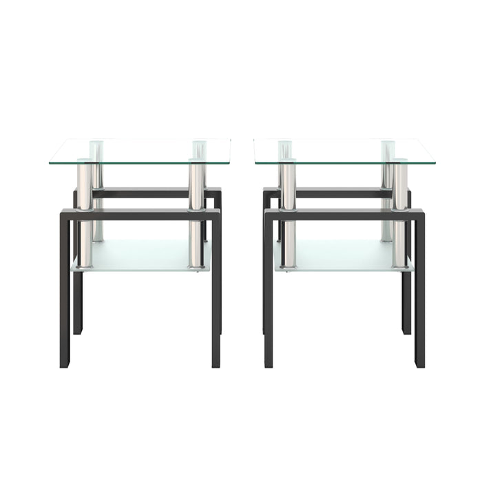 Modern Tempered Glass Tea Table, End Square Table For Living Room