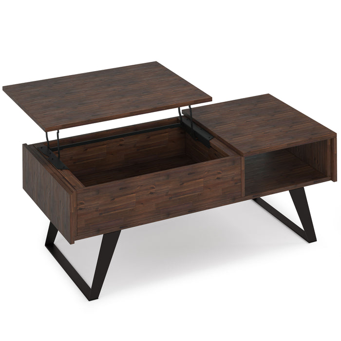 Lowry - Lift Top Coffee Table - Distressed Charcoal Brown