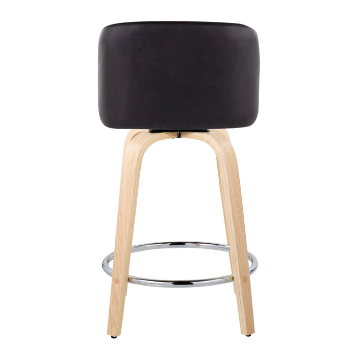 Toriano - Contemporary Fixed Height Counter Stool & Swivel And Round Footrest (Set of 2)