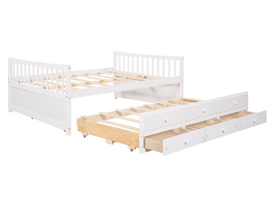 Full Size Daybed With Twin Size Trundle And Drawers, Full Size