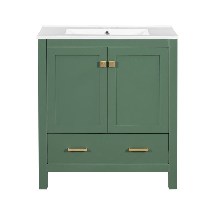 Bathroom Vanity With Single Sink, Combo Cabinet Undermount Sink, Bathroom Storage Cabinet With 2 Doors And A Drawer, Soft Closing, Multifunctional Storage, Solid Wood Frame