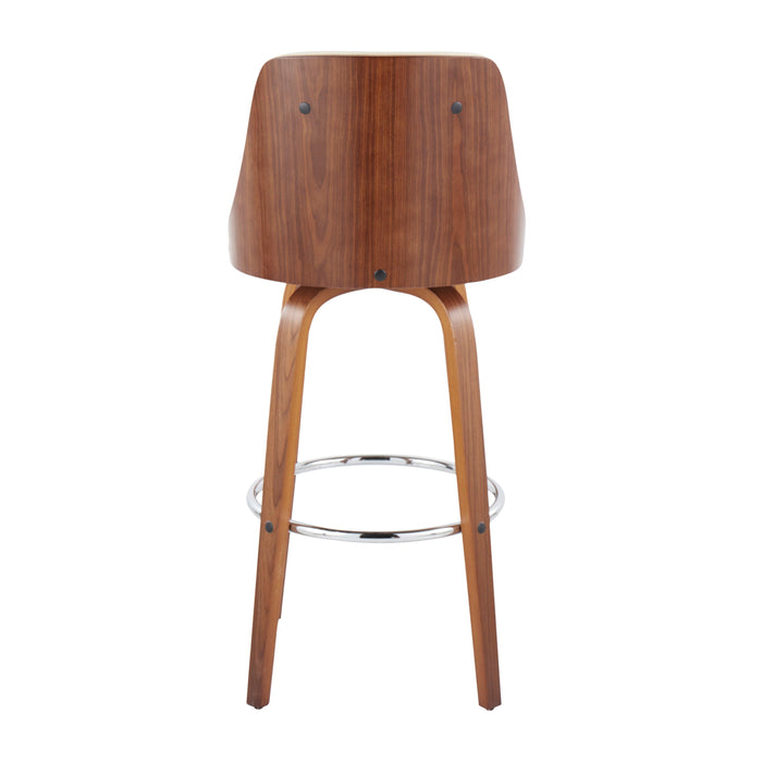 Gianna - Mid Century Modern Fixed Height Barstool With Swivel With Round Footrest (Set of 2)